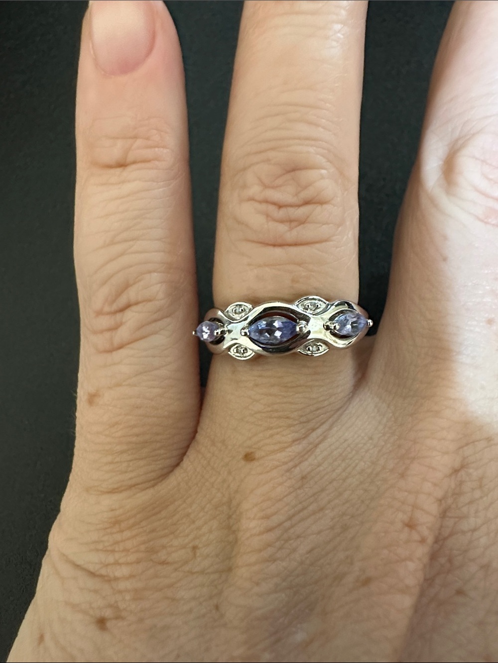 Sterling Silver Purple Stone Ring - Elegant Women's Band